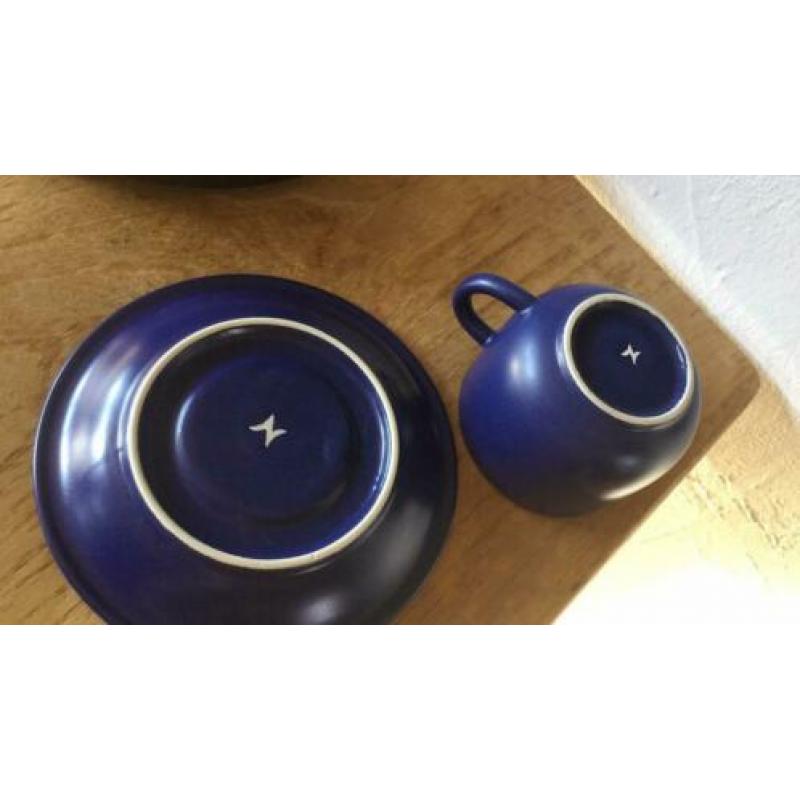 3 kobalt blauwe kop en schotels,koffie,thee,mok,vintage