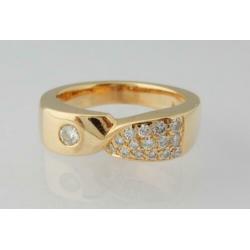 Exclusieve zware 18 karaat Gouden Ring 0.58 karaat Briljant