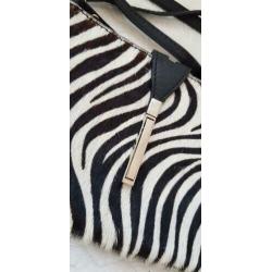 Borse in Pelle italiaans leer zwart zebra vacht schoudertas