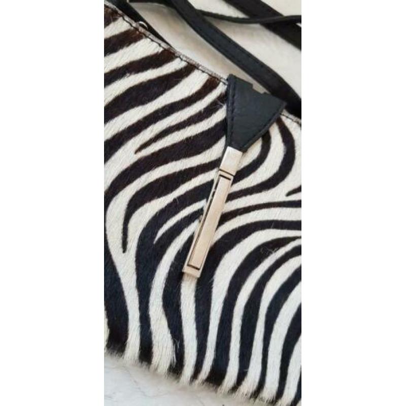 Borse in Pelle italiaans leer zwart zebra vacht schoudertas