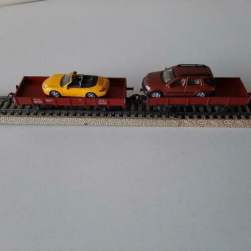 Marklin autotransport wagon met een Porsche en een Mercedes