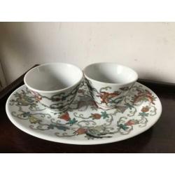 Chinees porselein set met kommetjes Vlinder decor Chinese