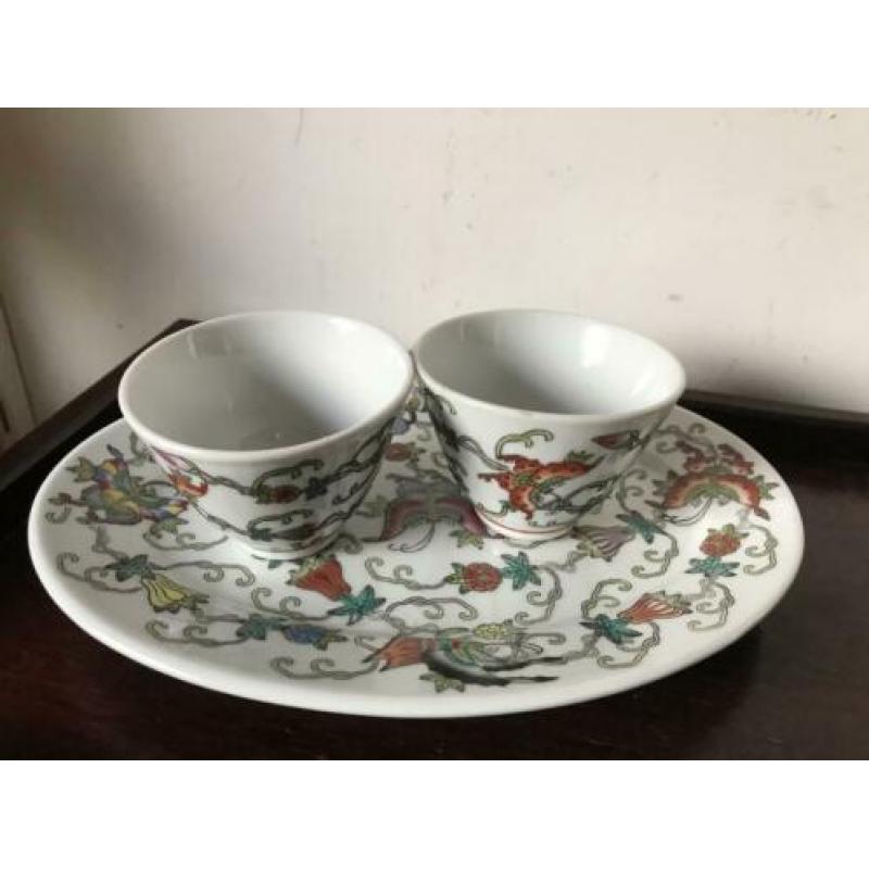 Chinees porselein set met kommetjes Vlinder decor Chinese