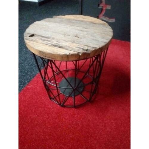 Wagonhout look, bijzet tafel, Industrieel, Teak hout
