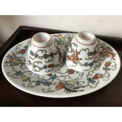 Chinees porselein set met kommetjes Vlinder decor Chinese