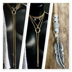 Boho Ibiza festival ketting / riem veertjes