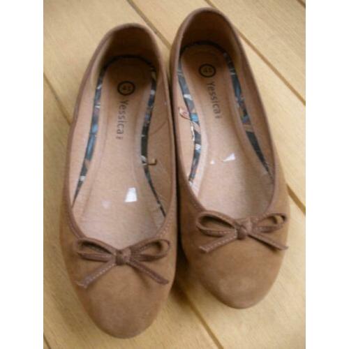 YESSICA ballerina's camel bruin suède maat 41 - nieuw -