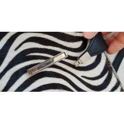 Borse in Pelle italiaans leer zwart zebra vacht schoudertas