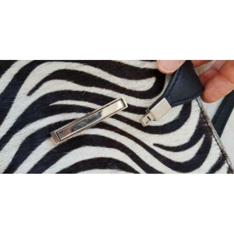 Borse in Pelle italiaans leer zwart zebra vacht schoudertas