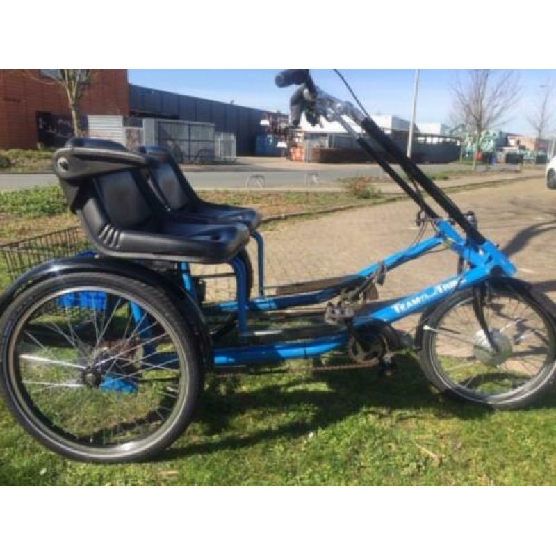 Elektrische duofiets blauw, oa nieuwe wielen, banden en accu