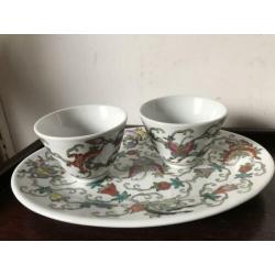 Chinees porselein set met kommetjes Vlinder decor Chinese