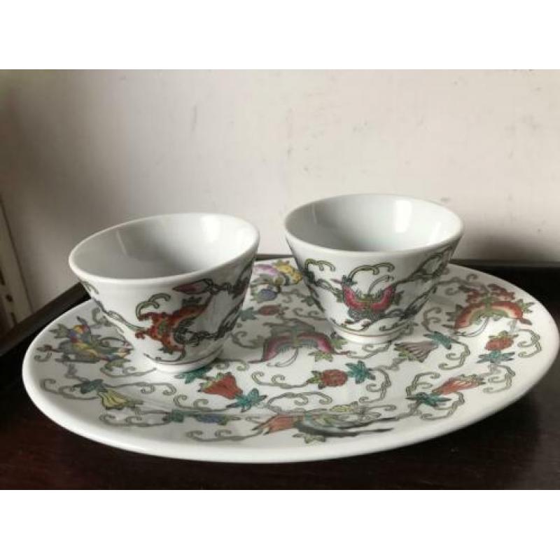 Chinees porselein set met kommetjes Vlinder decor Chinese