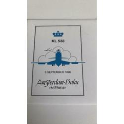 KLM Amsterdam-Baku via Teheran. KL533 1996