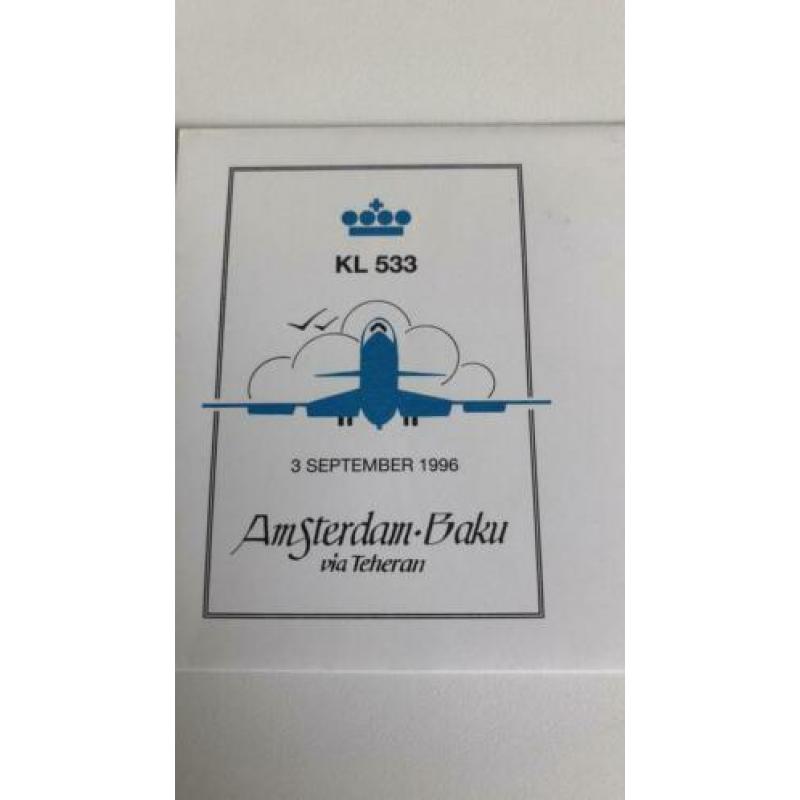 KLM Amsterdam-Baku via Teheran. KL533 1996