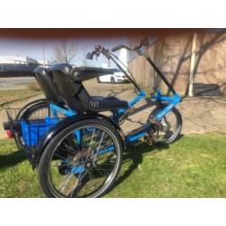 Elektrische duofiets blauw, oa nieuwe wielen, banden en accu