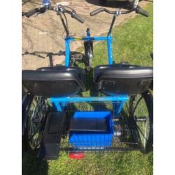 Elektrische duofiets blauw, oa nieuwe wielen, banden en accu