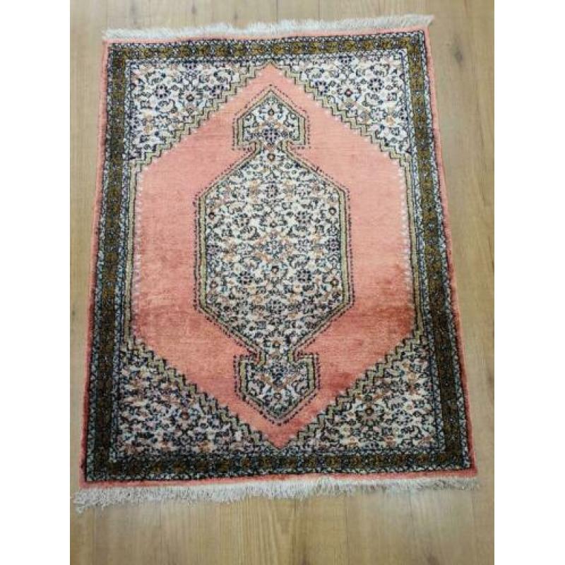 Vintage handgeknoopt perzisch tapijt zijde 80x62