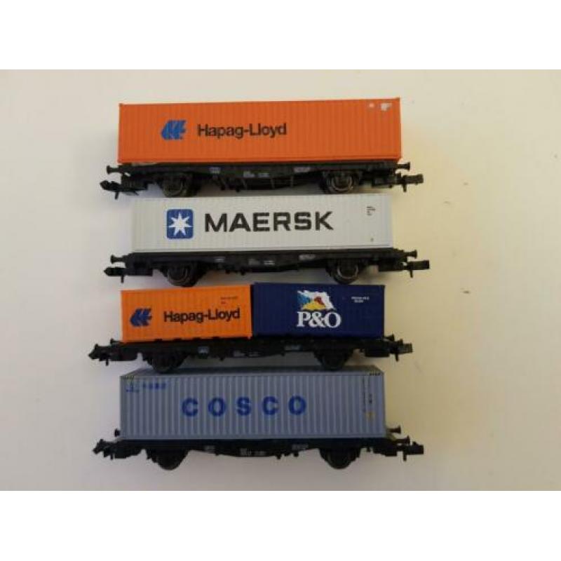 4 containers met wagons fleischman en minitrix