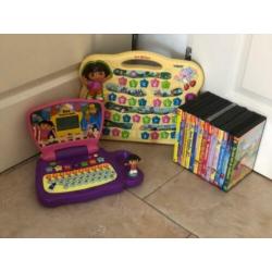 Dora dvd's, laptop en activiteitenbord voor spelend leren!