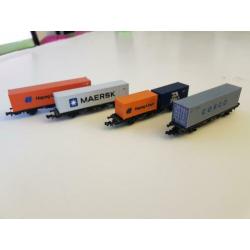 4 containers met wagons fleischman en minitrix