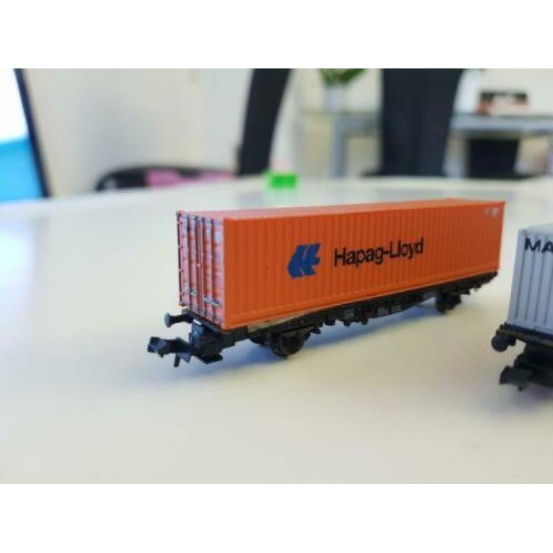 4 containers met wagons fleischman en minitrix