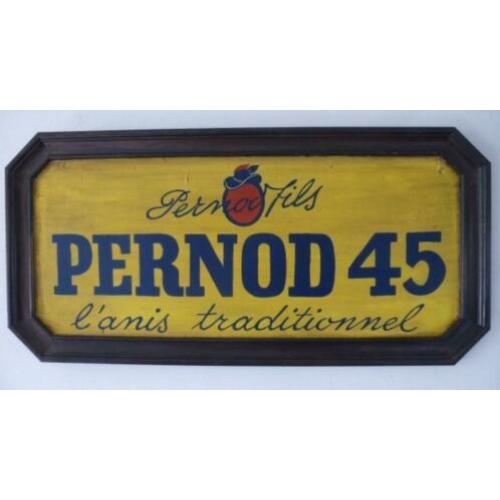 Origineel groot houten Frans reclame bord/Pernod/mancave