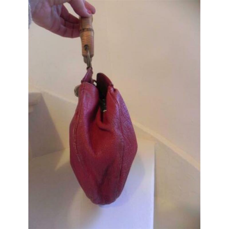 1782 VINTAGE rode kniptas tas handtas rood