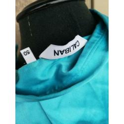Caliban turquoise blouse zijde 42 overslag L