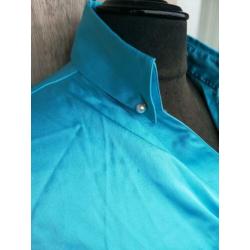 Caliban turquoise blouse zijde 42 overslag L