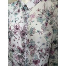 Witte blouse met bloemenprint van H&M maat XL