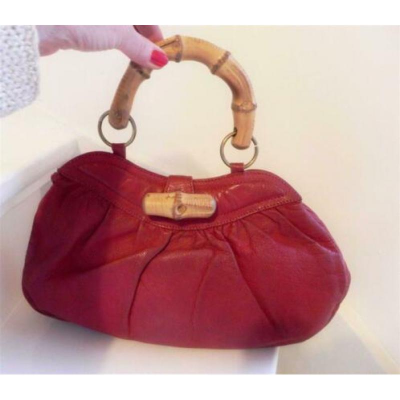 1782 VINTAGE rode kniptas tas handtas rood