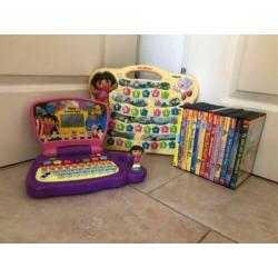 Dora dvd's, laptop en activiteitenbord voor spelend leren!