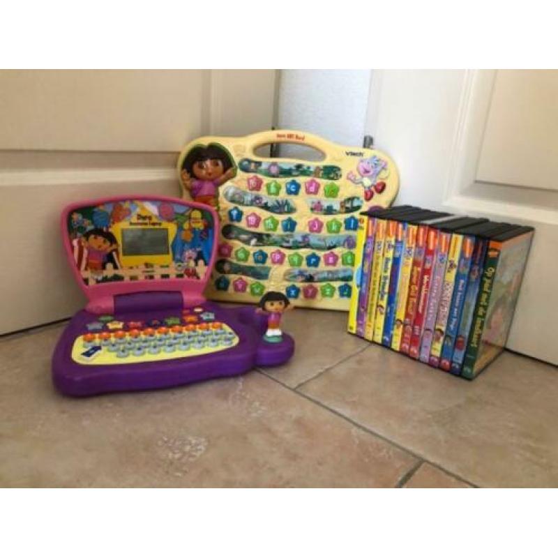 Dora dvd's, laptop en activiteitenbord voor spelend leren!
