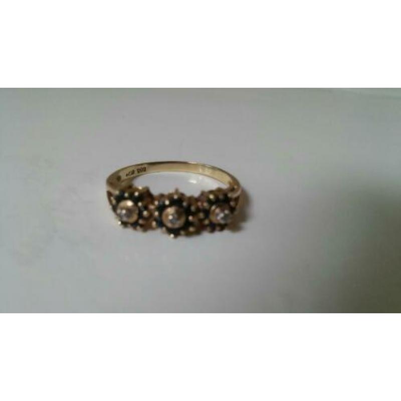 Mooie antieke gouden ring diamantjes granaatjes