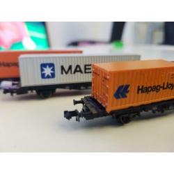 4 containers met wagons fleischman en minitrix