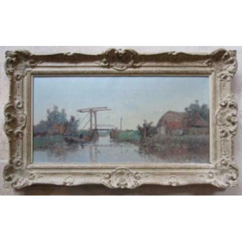 Jan Knikker sr 1889-1975==de ophaalbrug==doek 40 x 80 cm =