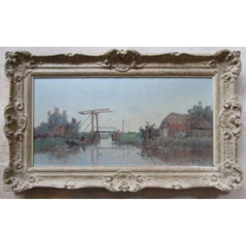 Jan Knikker sr 1889-1975==de ophaalbrug==doek 40 x 80 cm =