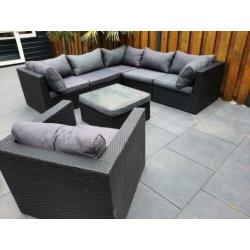 zeer groot wicker loungeset met opbergzak
