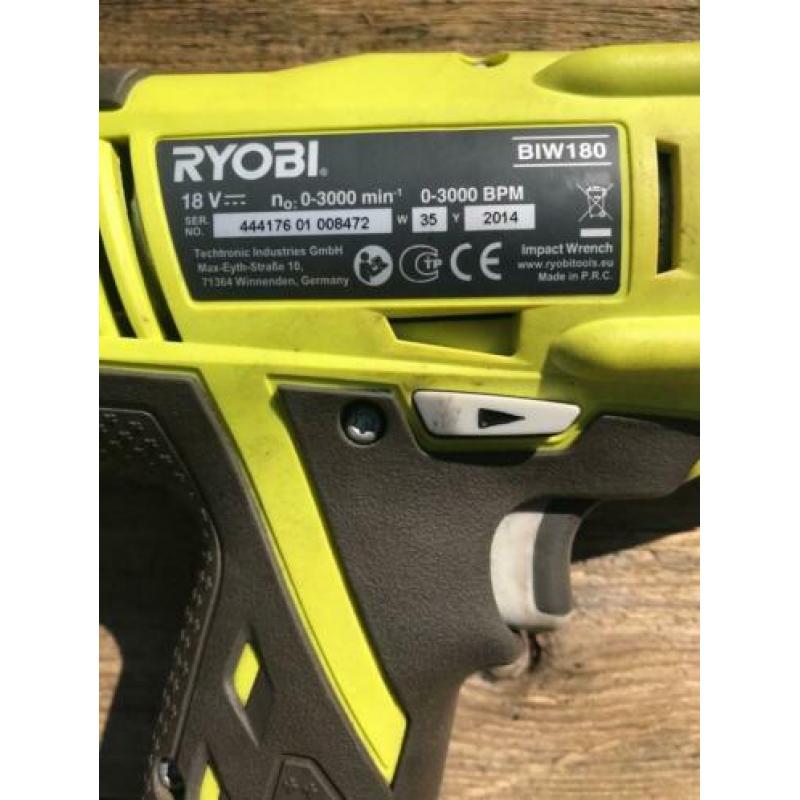 Gereedschap Ryobi One slagmoersleutel BIW 180 compleet