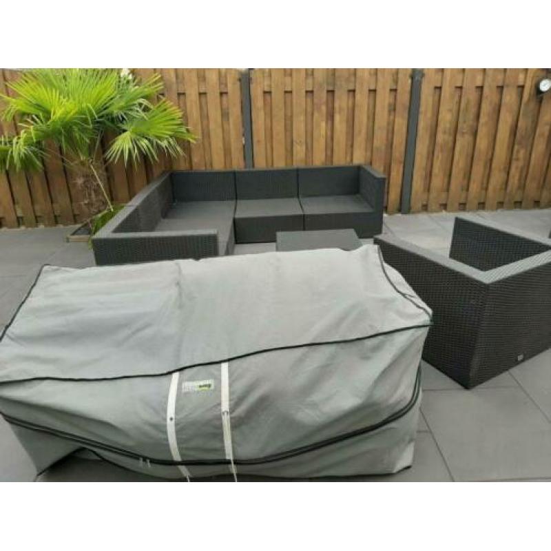 zeer groot wicker loungeset met opbergzak
