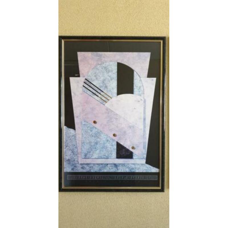 Twee grote moderne litho"s met mooie lijst