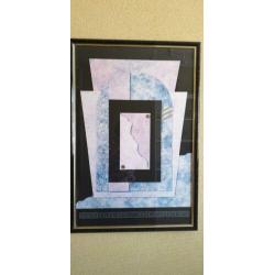 Twee grote moderne litho"s met mooie lijst