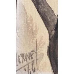 Tekening met aquarel en grafiet eekhoorn Aart Verwey 1966.