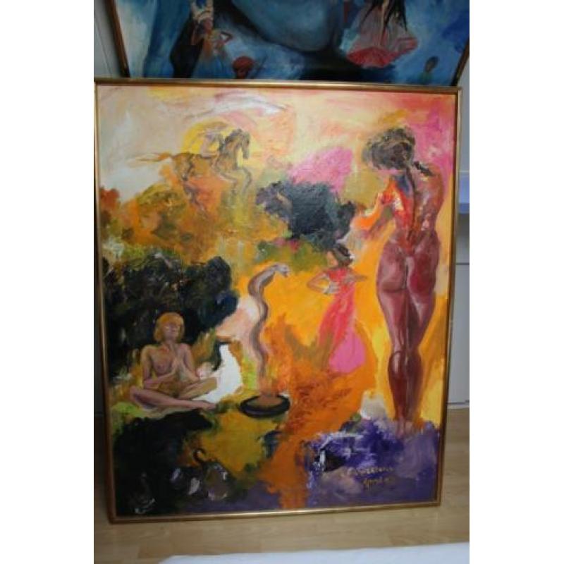 origineel groot Olieverf schilderij