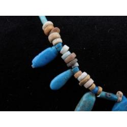 Egyptian collar of faience mummy beads and Amarna petals