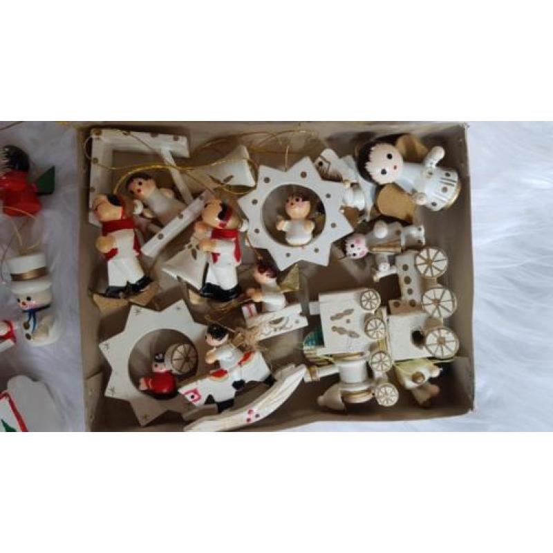 Vintage houten kerst hangertjes