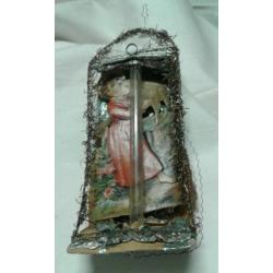 Antieke kerstbal,POEZIE PLAATJE MET LEONICHE DRAAD 10,50 CM