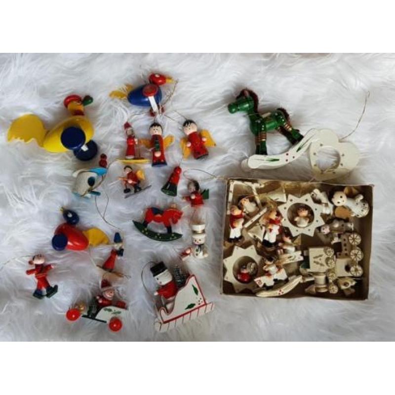 Vintage houten kerst hangertjes