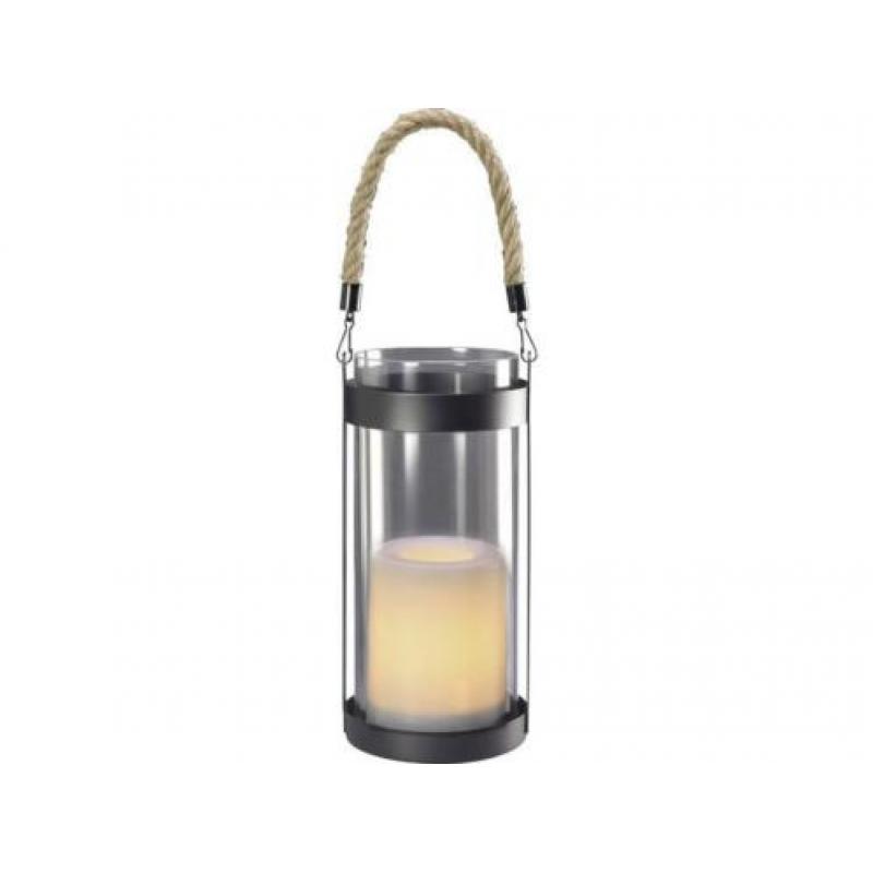 Lantaarn met LED-kaars met echte was