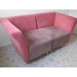 Stoffen Tweezitsbank met Hocker